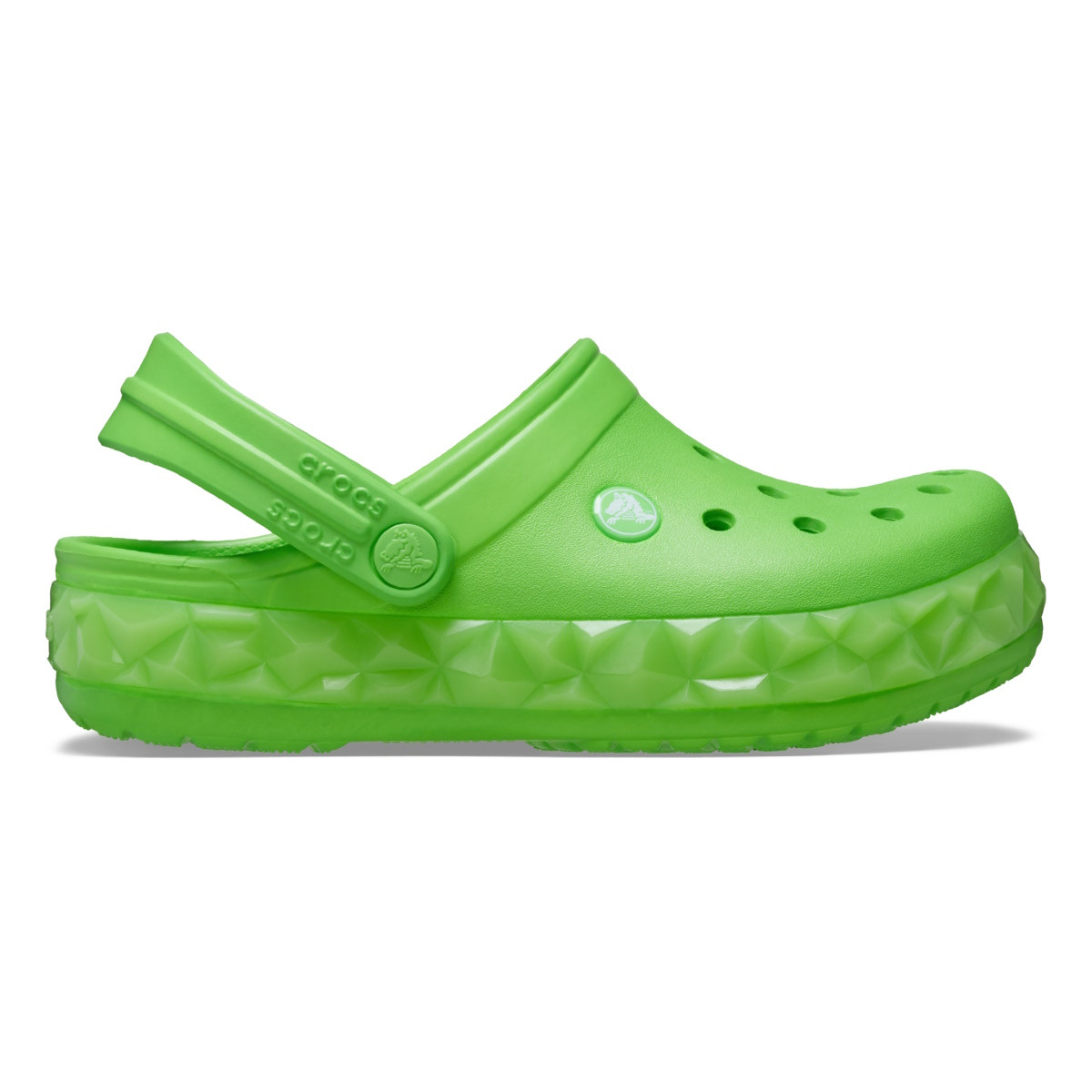 Saboti Crocs Crocband Geometric Glow In the Dark Band Clog Kids Verde - Green Slime - imagine 7